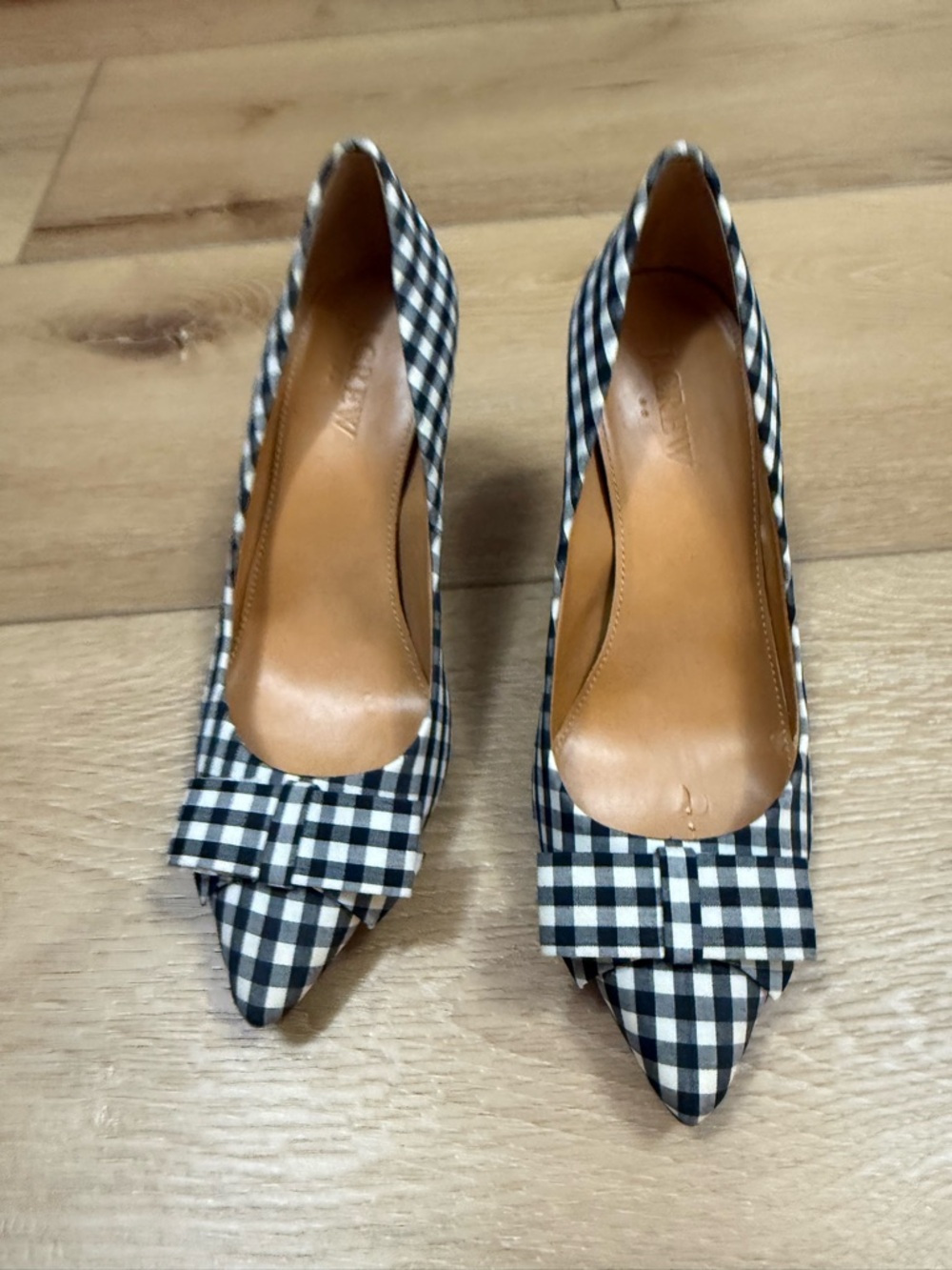 J crew Classic Black & White Gingham Pointed-Toe Pumps